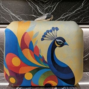 Handcrafted Clutch Elegant Multicolor Peacock By Indiaura